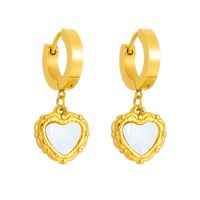 Titanium Steel 18K Gold Plated Elegant Inlay Heart Shape Acrylic Earrings Necklace sku image 2