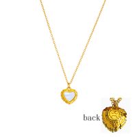 Titanium Steel 18K Gold Plated Elegant Inlay Heart Shape Acrylic Earrings Necklace main image 4
