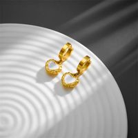 Titanium Steel 18K Gold Plated Elegant Inlay Heart Shape Acrylic Earrings Necklace main image 2