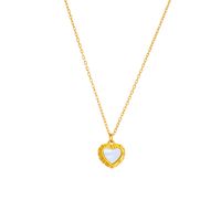 Titanium Steel 18K Gold Plated Elegant Inlay Heart Shape Acrylic Earrings Necklace sku image 1