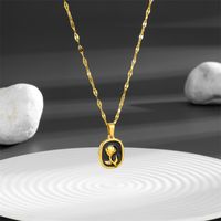 Titanium Steel 18K Gold Plated Casual Plating Flower Acrylic Pendant Necklace main image 6