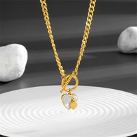 Titanium Steel Roman Style Plating Heart Shape Acrylic Pendant Necklace main image 1