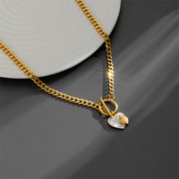 Titan Stahl Römischer Stil Überzug Herzform Acryl Halskette Mit Anhänger main image 4