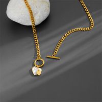 Titanium Steel Roman Style Plating Heart Shape Acrylic Pendant Necklace main image 3