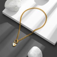 Titanium Steel Roman Style Plating Heart Shape Acrylic Pendant Necklace main image 2
