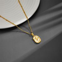 Titanium Steel 18K Gold Plated Sweet Flower Acrylic Pendant Necklace main image 4