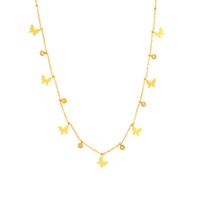 Titan Stahl 18 Karat Vergoldet Elegant Überzug Mond Herzform Schmetterling Strasssteine Halskette sku image 12