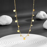 Titanium Steel 18K Gold Plated Sweet Simple Style Plating Inlay Round Heart Shape Butterfly Zircon Necklace main image 6