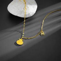 Titanium Steel 18K Gold Plated Chinoiserie Simple Style Plating Hollow Out Chinese Character Pendant Necklace main image 1