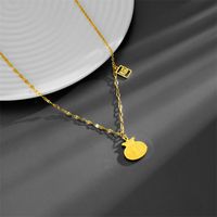 Titanium Steel 18K Gold Plated Chinoiserie Simple Style Plating Hollow Out Chinese Character Pendant Necklace main image 3