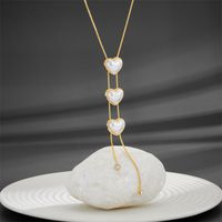 Titanium Steel 18K Gold Plated Sweet Simple Style Tassel Plating Inlay Heart Shape Pearl Zircon Pendant Necklace main image 1