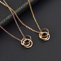 Titanium Steel 18K Gold Plated Simple Style Round Pendant Necklace main image 5