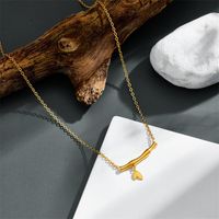 Titanium Steel 18K Gold Plated Simple Style Bamboo Zircon Necklace main image 5
