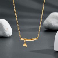 Titanium Steel 18K Gold Plated Simple Style Bamboo Zircon Necklace sku image 1