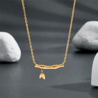 Titanium Steel 18K Gold Plated Simple Style Bamboo Zircon Necklace main image 1