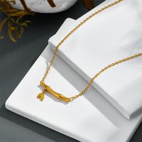 Titanium Steel 18K Gold Plated Simple Style Bamboo Zircon Necklace main image 4