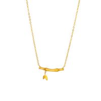 Titanium Steel 18K Gold Plated Simple Style Bamboo Zircon Necklace main image 3