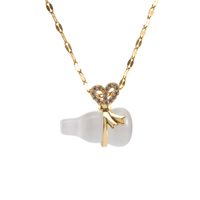 Style Classique Forme De Cœur Gourde Acier Au Titane Émail Incruster Strass Opale Pendentif sku image 1