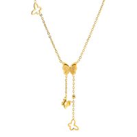 Acero Titanio Chapados en oro de 18k Señora Mariposa Diamantes De Imitación Collar Colgante main image 5