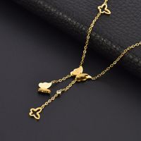 Acero Titanio Chapados en oro de 18k Señora Mariposa Diamantes De Imitación Collar Colgante main image 4