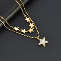 Titanium Steel 18K Gold Plated Streetwear Plating Inlay Star Shell Layered Necklaces main image 2