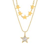 Acier Au Titane Plaqué Or 18K Vêtement De Rue Placage Incruster Star Coquille Collier En Couches main image 5