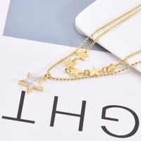 Titanium Steel 18K Gold Plated Streetwear Plating Inlay Star Shell Layered Necklaces main image 4