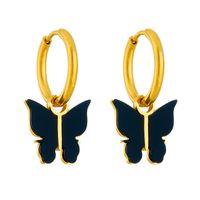 1 Pair Simple Style Butterfly Patchwork Titanium Steel Acrylic 18K Gold Plated Drop Earrings main image 6