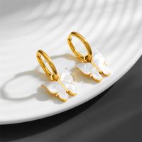 1 Pair Simple Style Butterfly Patchwork Titanium Steel Acrylic 18K Gold Plated Drop Earrings main image 4