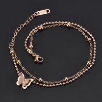 Classic Style Portrait Devil'S Eye Butterfly Titanium Steel Inlay Rhinestones 18K Gold Plated Women'S Anklet main image 1