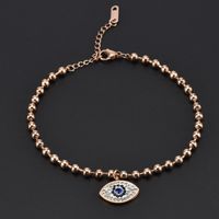 Classic Style Portrait Devil'S Eye Butterfly Titanium Steel Inlay Rhinestones 18K Gold Plated Women'S Anklet sku image 7