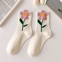 Women's Cute Flower Cotton Crew Socks A Pair sku image 5