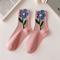 Women's Cute Flower Cotton Crew Socks A Pair sku image 3