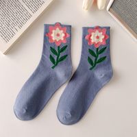 Women's Cute Flower Cotton Crew Socks A Pair sku image 1