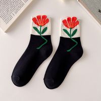 Women's Cute Flower Cotton Crew Socks A Pair sku image 4