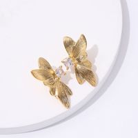 Retro Wings Metal Plating Inlay Zircon Gold Plated Women's Ear Studs main image 1