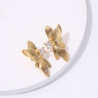 Retro Wings Metal Plating Inlay Zircon Gold Plated Women's Ear Studs sku image 1