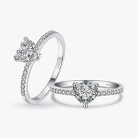 Ins Style Elegant Heart Shape Sterling Silver Hollow Out Inlay Zircon Rhodium Plated Rings main image 1