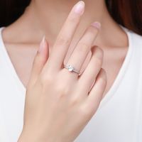 Ins Style Elegant Heart Shape Sterling Silver Hollow Out Inlay Zircon Rhodium Plated Rings main image 5