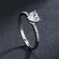 Ins Style Elegant Heart Shape Sterling Silver Hollow Out Inlay Zircon Rhodium Plated Rings main image 3