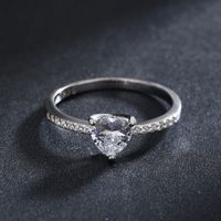 Ins Style Elegant Heart Shape Sterling Silver Hollow Out Inlay Zircon Rhodium Plated Rings main image 2
