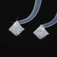 1 Pair Streetwear Shiny Geometric Inlay Alloy Rhinestones Silver Plated Ear Studs main image 5
