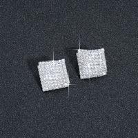 Classic Style Streetwear Square Metal Inlay Rhinestones Women's Ear Studs main image 2