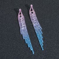 Elegant Exaggerated Shiny Geometric Rhinestone Tassel Women's Ear Studs main image 7