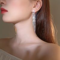 Elegant Exaggerated Shiny Geometric Rhinestone Tassel Women's Ear Studs main image 4