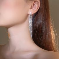 Elegant Exaggerated Shiny Geometric Rhinestone Tassel Women's Ear Studs sku image 1