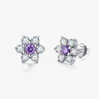 1 Paire Style Ins Style Vintage Vêtement De Rue Fleur Argent Sterling Incruster Zircon Boucles D'oreilles main image 2