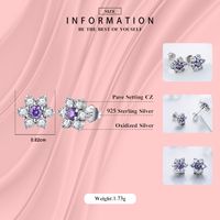 1 Pair Ins Style Vintage Style Streetwear Flower Sterling Silver Inlay Zircon Ear Studs main image 6