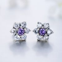 1 Pair Ins Style Vintage Style Streetwear Flower Sterling Silver Inlay Zircon Ear Studs main image 1