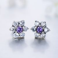 1 Pair Ins Style Vintage Style Streetwear Flower Sterling Silver Inlay Zircon Ear Studs main image 7